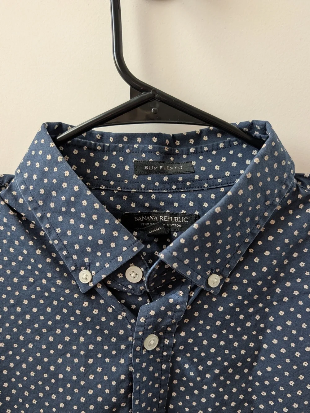Banana Republic Floral Slim Flex Fit Tech Stretch Cotton Button Down Shirt